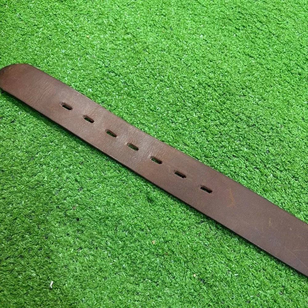 Cabelas Leather Brown Belt Size 32 /90‎ 1379 Solid Brass Buckle